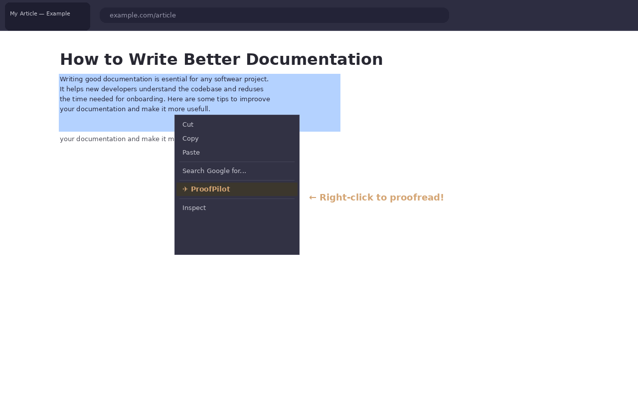 ProofPilot context menu